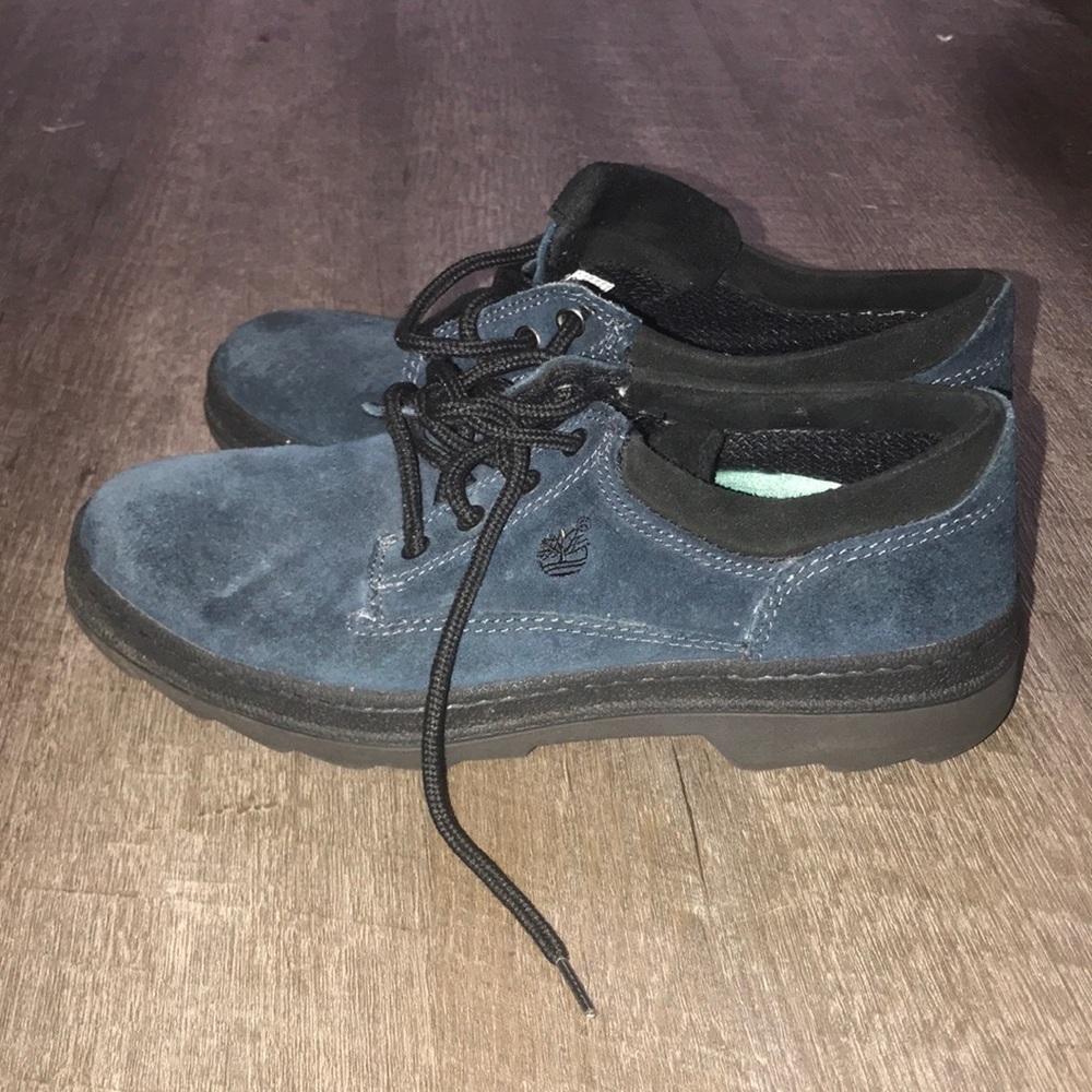 7.5 womens blue suede leather timberland sneakers
